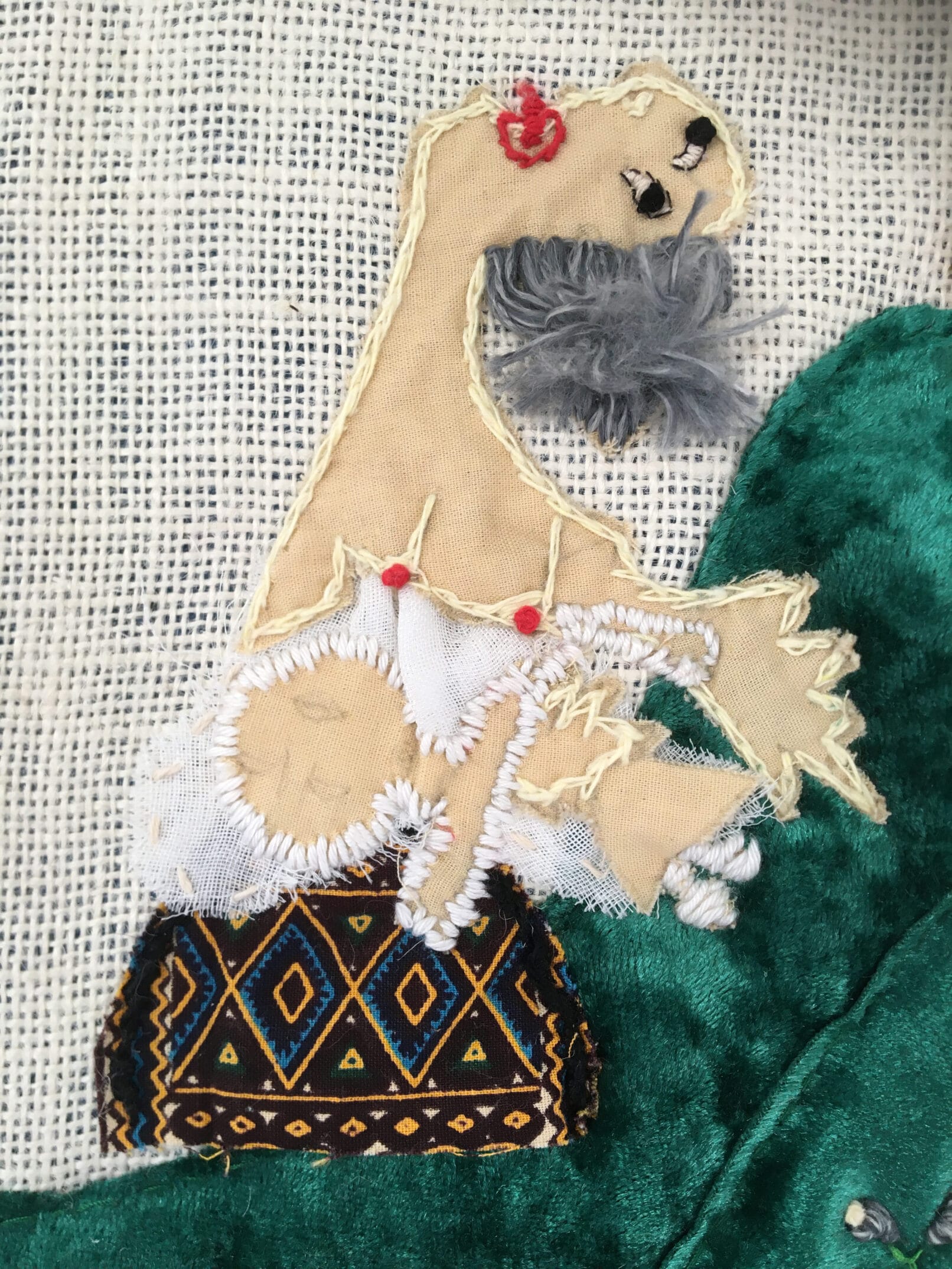 Picasso masterpiece Guernica. Arpillera EL Duelo is a textile art work of small format and great visual impact.