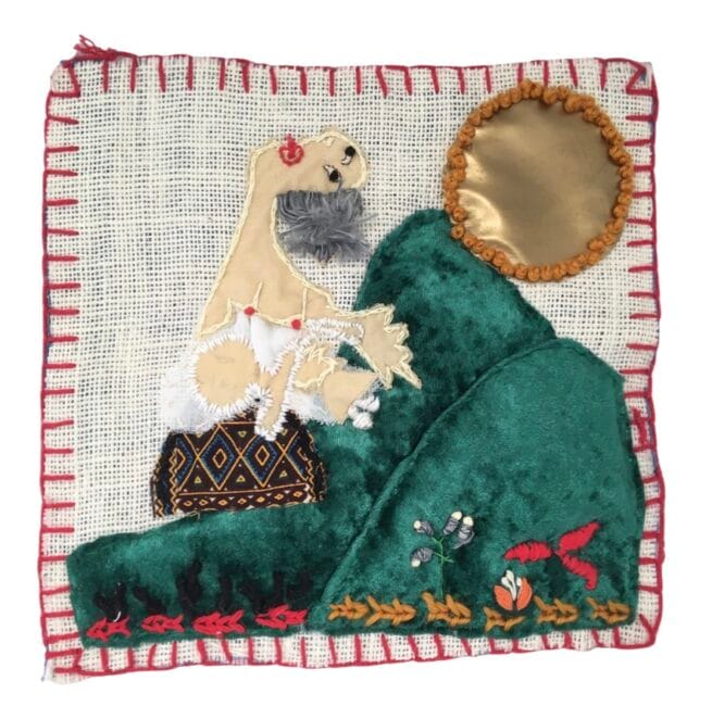 Guernica de Pablo Picasso. Arpillera EL Duelo obra de pequeño formato y gran impacto visual. Hecha a mano con distintas telas